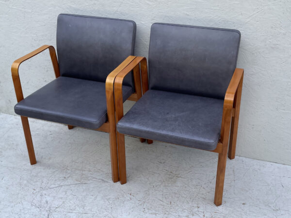 Pair Of Vintage Danish Leather Arm Chairs - Image 3