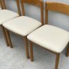 1970's Italian,Beech Dining Chairs With Cream Leatherette Upholstery - Image 4