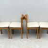 1970's Italian,Beech Dining Chairs With Cream Leatherette Upholstery - Image 9