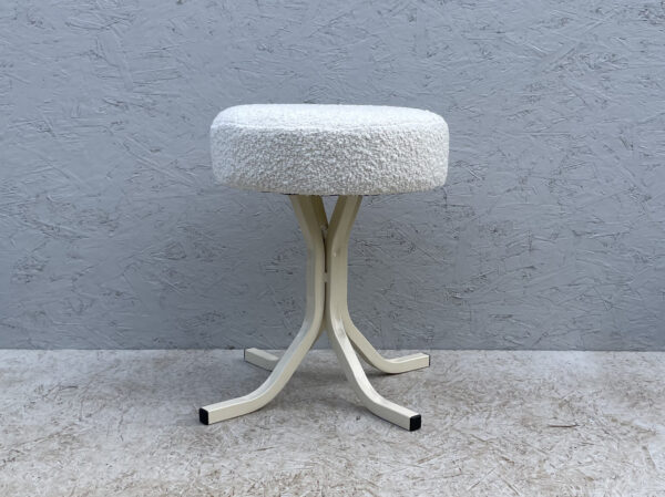 Mid Century Stool With Boucle Seat