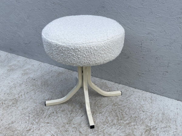 Mid Century Stool With Boucle Seat - Image 4