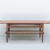 Mid Century Dutch Two Tier Teak And Rattan Coffee Table