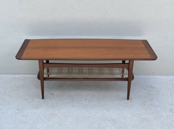 Mid Century Dutch Two Tier Teak And Rattan Coffee Table - Image 2