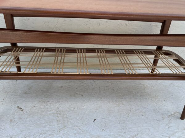 Mid Century Dutch Two Tier Teak And Rattan Coffee Table - Image 6