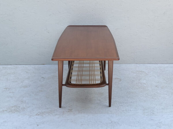 Mid Century Dutch Two Tier Teak And Rattan Coffee Table - Image 8