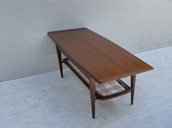 Mid Century Dutch Two Tier Teak And Rattan Coffee Table - Image 10