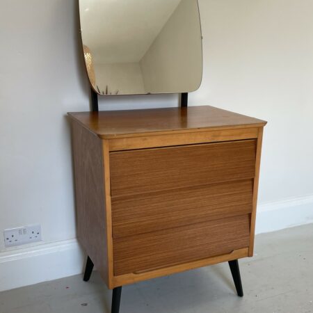 Small Mid Century 'Beehive' Dresser/Chest Of Drawers With Mirror