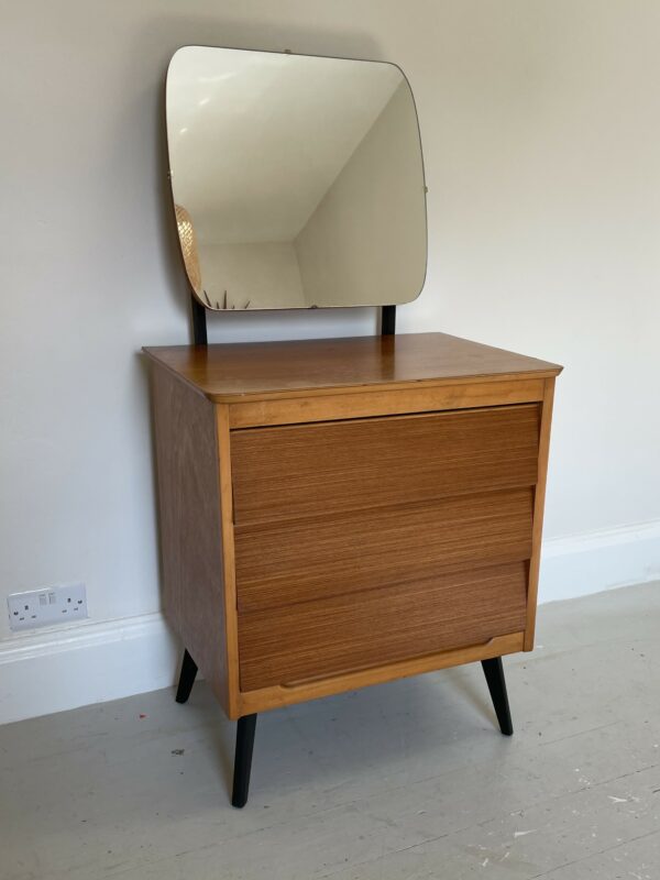 Small Mid Century 'Beehive' Dresser/Chest Of Drawers With Mirror