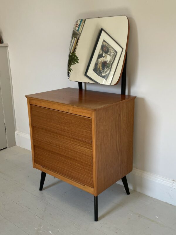 Small Mid Century 'Beehive' Dresser/Chest Of Drawers With Mirror - Image 3