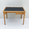 Compact Mid Century Desk With Leatherette Tabletop.