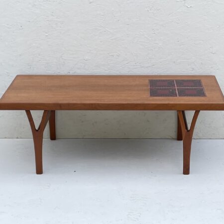 Large Danish Teak And Tile Mid Century Coffee Table By Trioh