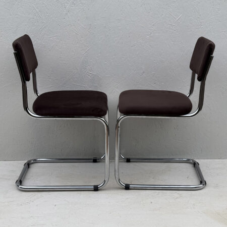 Pair Of Newly Upholstered, Mid Century, Cesca Style, Cantilever Dining Chairs