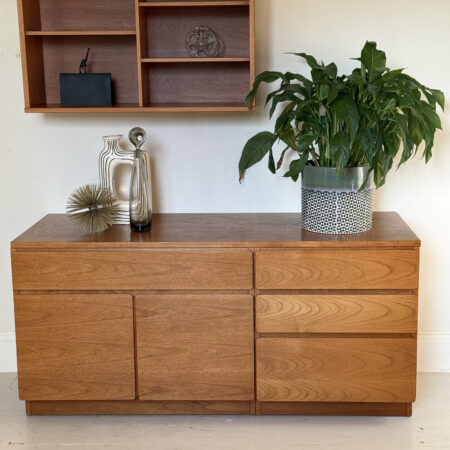 Modular Mid Century Teak Wall Shelves And Sideboard
