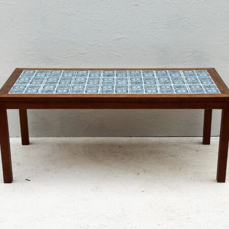 Mid Century, Blue Tile And Teak Coffee Table