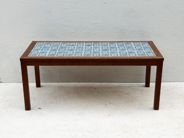 Mid Century, Blue Tile And Teak Coffee Table