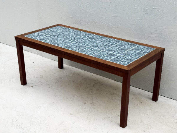 Mid Century, Blue Tile And Teak Coffee Table - Image 3