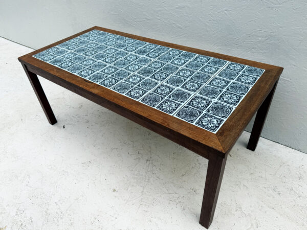 Mid Century, Blue Tile And Teak Coffee Table - Image 5