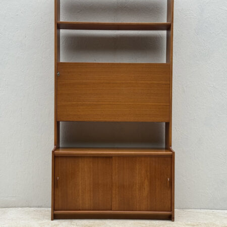 Mid Century, Freestanding Teak Drinks Cabinet With Open Back Shelving