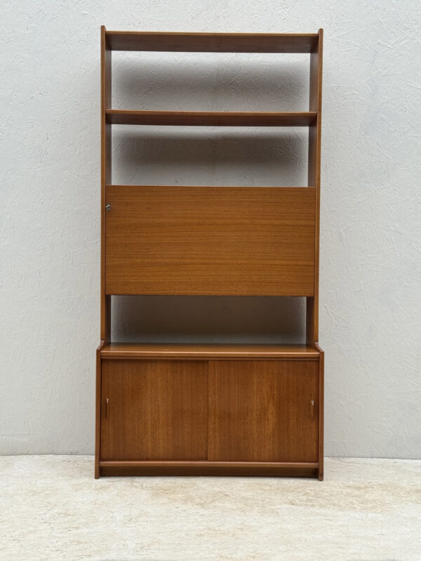 A Set Of Two Mid Century Teak Wall Units With Drinks Cabinet - Image 4