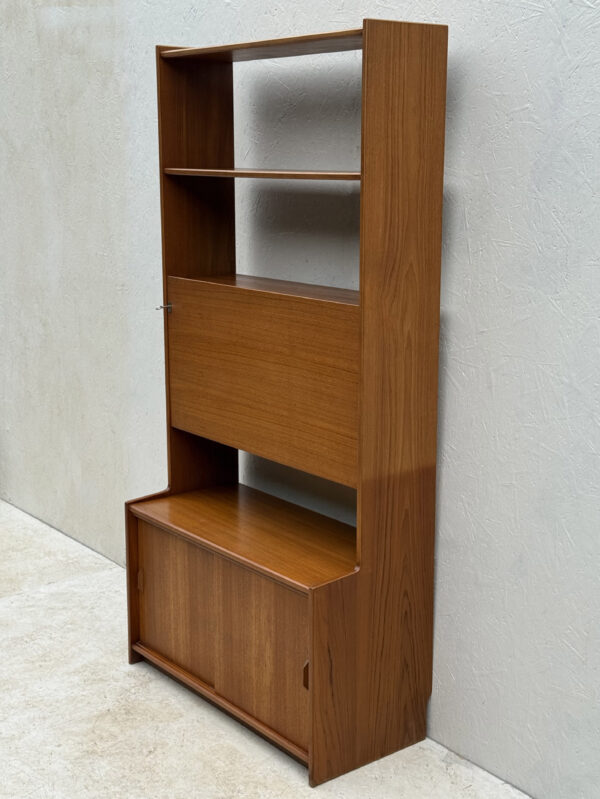 A Set Of Two Mid Century Teak Wall Units With Drinks Cabinet - Image 5