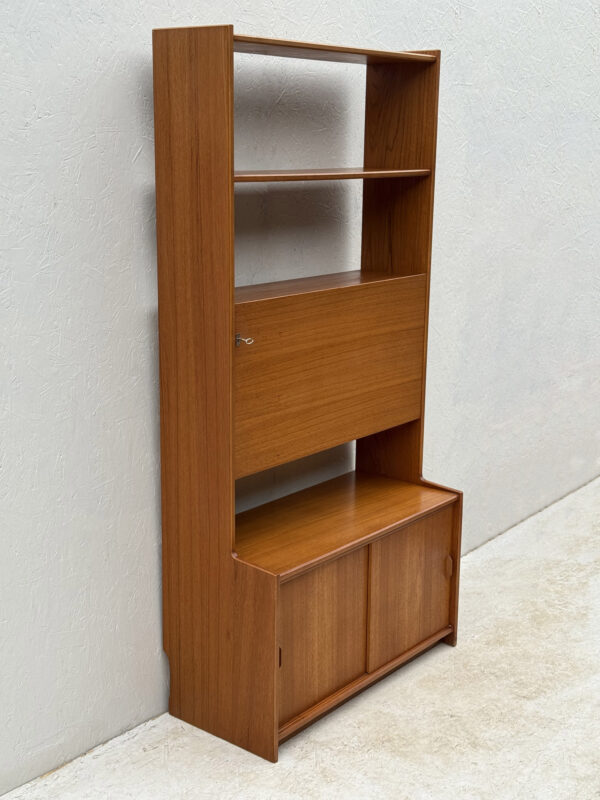 A Set Of Two Mid Century Teak Wall Units With Drinks Cabinet - Image 6