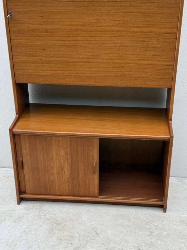 A Set Of Two Mid Century Teak Wall Units With Drinks Cabinet - Image 8