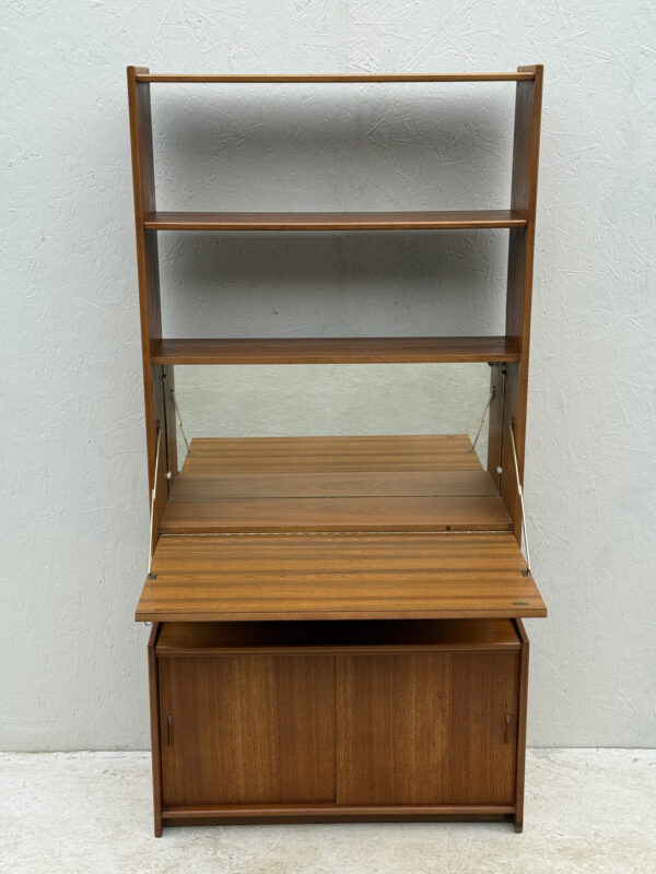 A Set Of Two Mid Century Teak Wall Units With Drinks Cabinet - Image 9