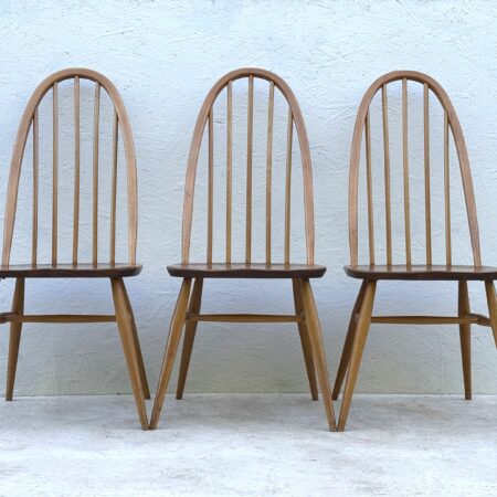 3 Mid Century Ercol Windsor 365 Quaker Dining Chairs